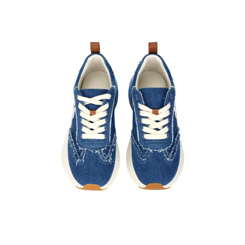 TORY BURCH Good Luck Distressed-finish Denim Sneakers-2