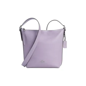 COACH Duffle Leather Shoulder Bag Medium Size Women's Silver & Light Purple