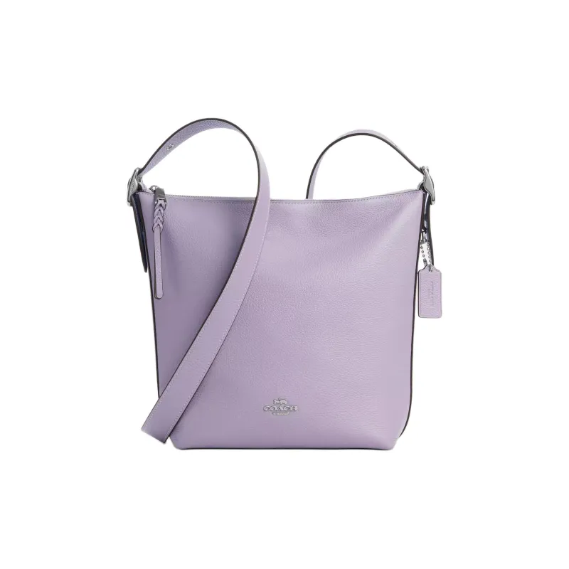 COACH Duffle Leather Shoulder Bag Medium Size Women's Silver & Light Purple-0