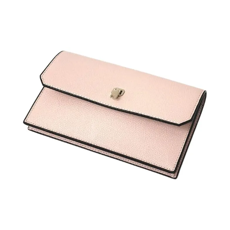 Valextra Brera Leather Wallet Women's Pink-1