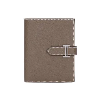 HERMES Bearn Madame Calfskin Wallet Women's 18 Etoupe Elephant Gray