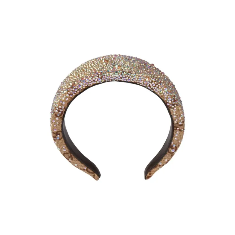 GUCCI Crystals Gg Canvas Hairband-1