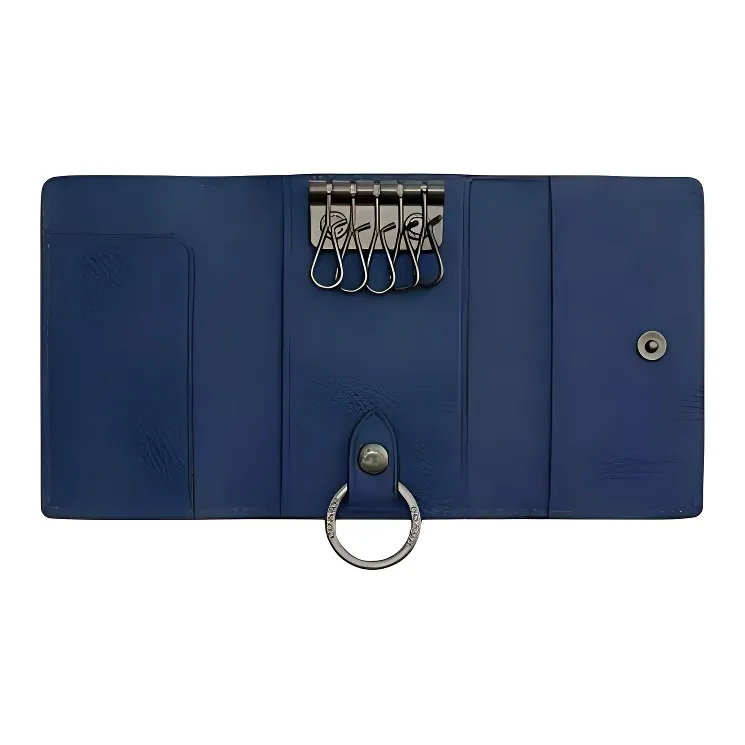 COACH Smooth Leather Key Pouch Mini Men's Dark Blue-1