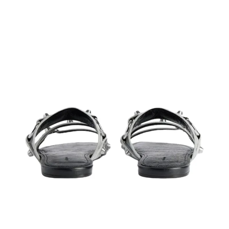 Balenciaga Slide Slippers Women's Silver-5