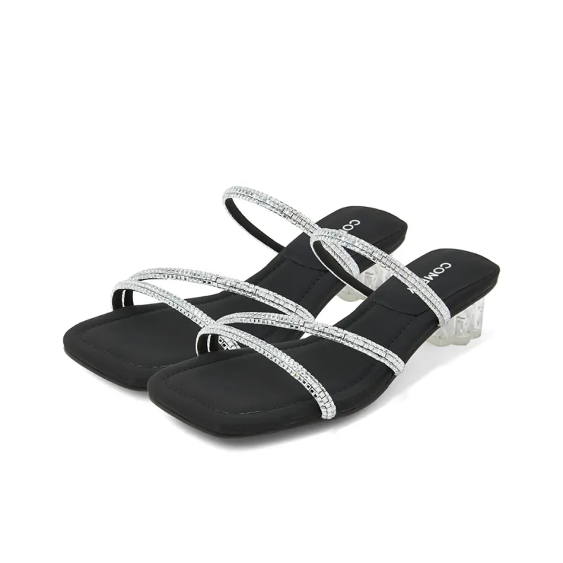 COMELY Slide Slippers Women's Black, Silver-2