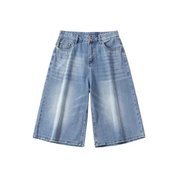 PEIMENG Denim Shorts Unisex Light Blue