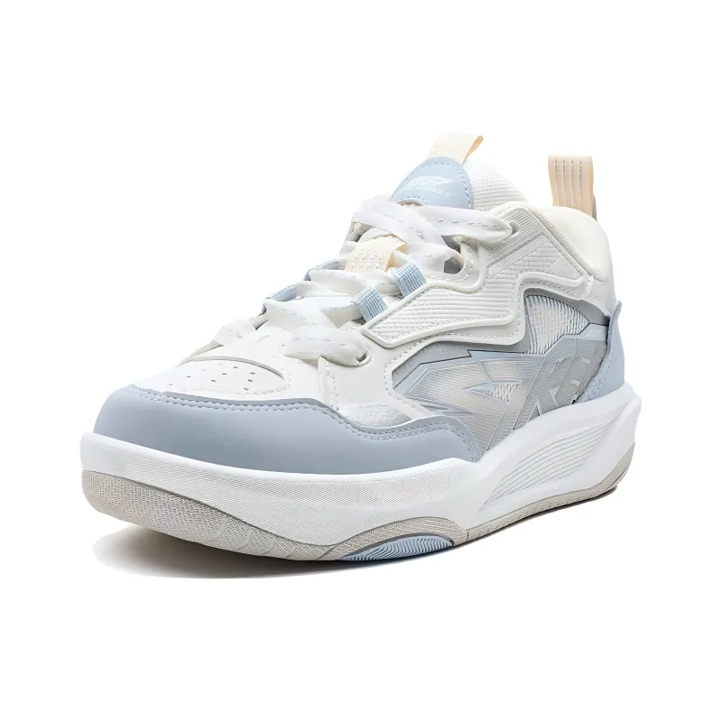 XTEP Anti-Slip Wear-Resistant Low-Top Skateboard Shoes Women's White Blue-1
