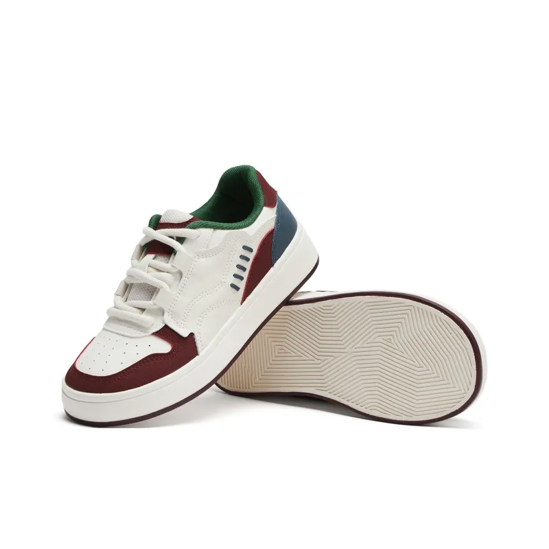 Hotwind White Sneakers Abrasion Resistant Slip Resistant Low Top Skateboard Shoes Women's-8