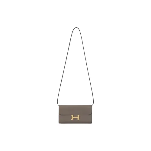 HERMES Constance To Go Cow Leather Wallet, Shoulder Bag, Crossbody Bag Regular Women's 8FGrisétain Tin Gray