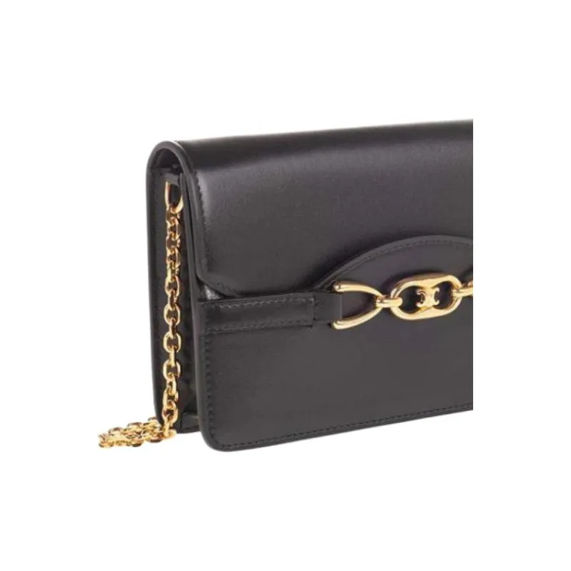 CELINE Triumph Gate Triomphe Leather Crossbody Bag Shoulder Bag Mini Women's Black-4