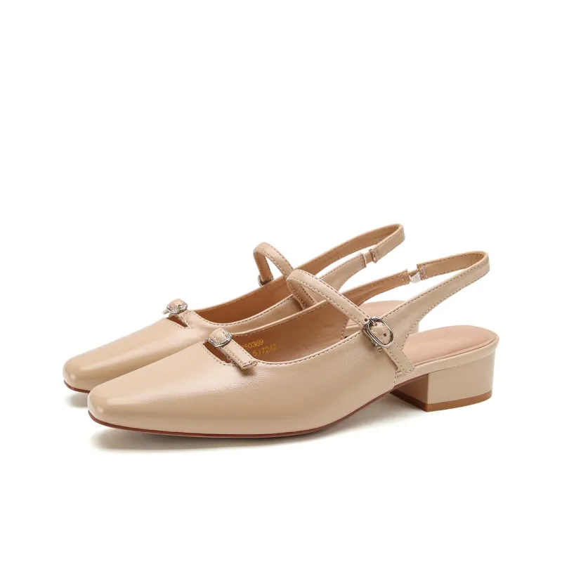 FOXER Block Heel High Heels 3.7CM Women's-5