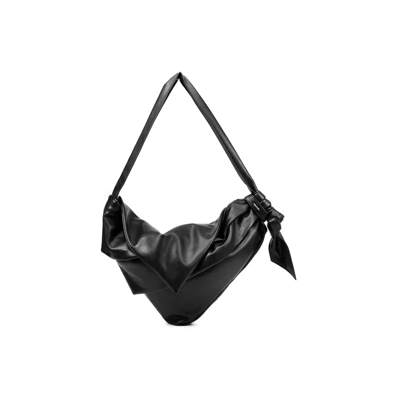 Yawei Kuroda PU Puncture Resilience Crossbody Bag Tubas Unisex Black-1
