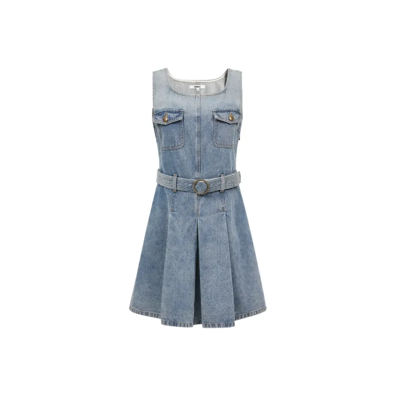 ONLY Sleeveless Dresses Women's J33 Vintage 350 Washed Denim-0