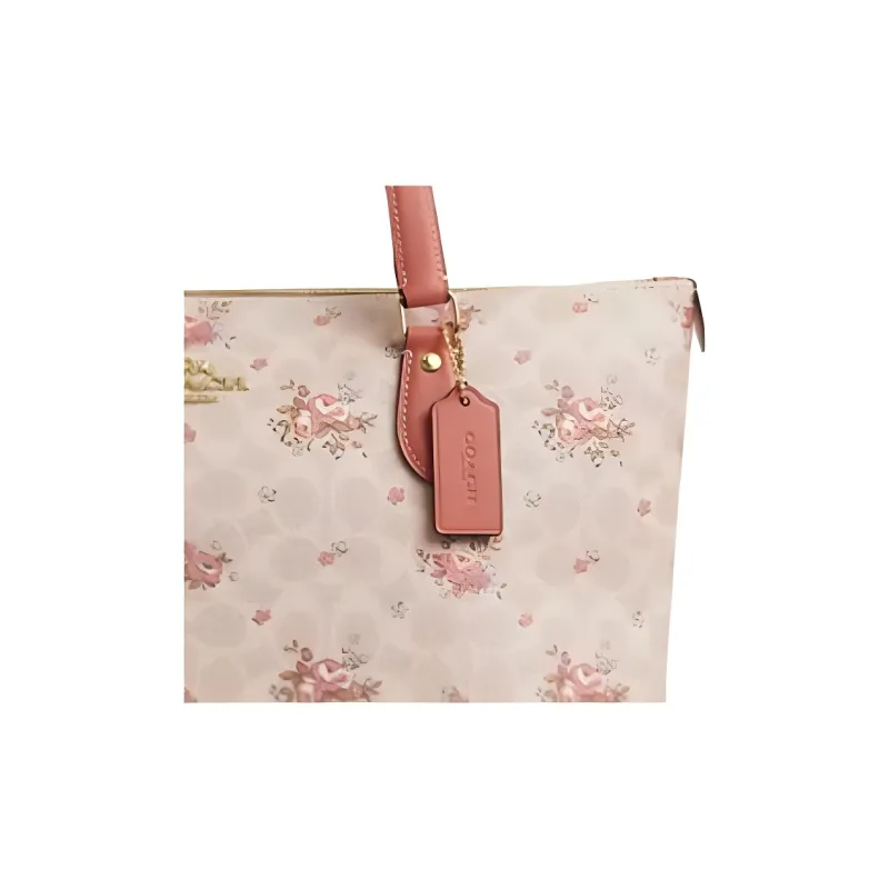 COACH Gallery Signature Coated Canvas Tote Bag, Shopping Bag, Shoulder Bag Tubas Women's Gold Sand-3