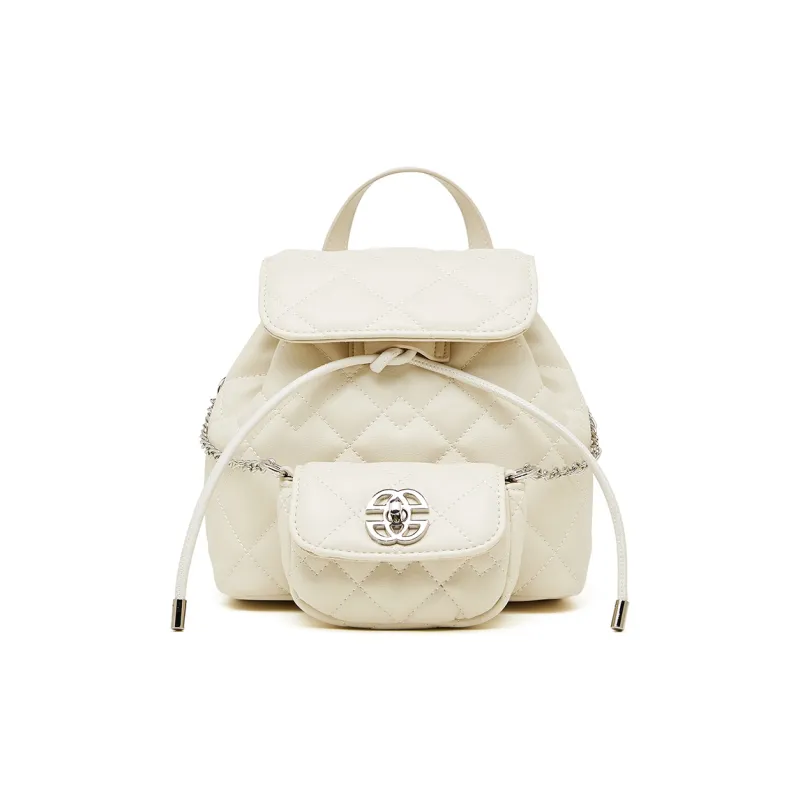VANDEE Cow Leather Backpack Regular Women's Black/White-5