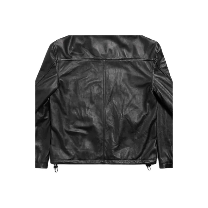 Balenciaga FW25 Leather Jacket Regular Fit Men's Black-6