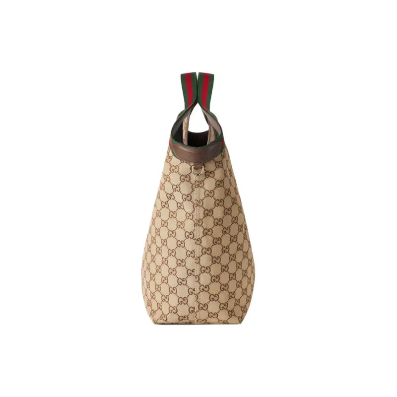 GUCCI GG Canvas Bag, Tote Bag, Shopping Bag, Shoulder Bag, Handbag Tubas Women's Beige & Dark Brown-2