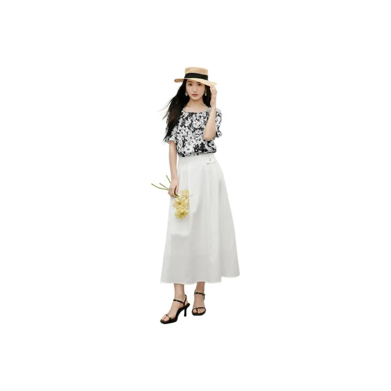 Hopeshow Shirts Women's Black With White Floral 601-0