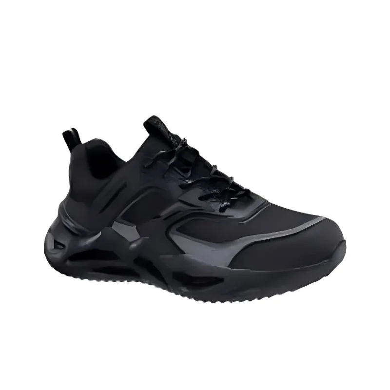 GUYISA Non slip, Wear resistant, Impact resistant Low Top Chunky Sneakers Men's Black-1