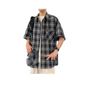 Izexx Shirts Unisex Navy Blue Plaid