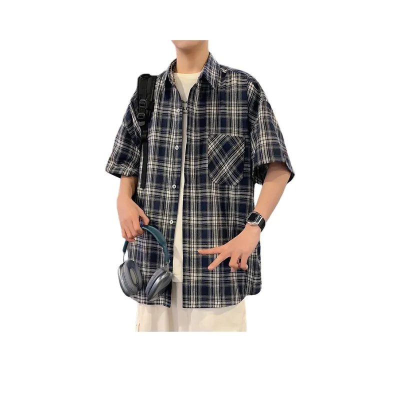 Izexx Shirts Unisex Navy Blue Plaid-0