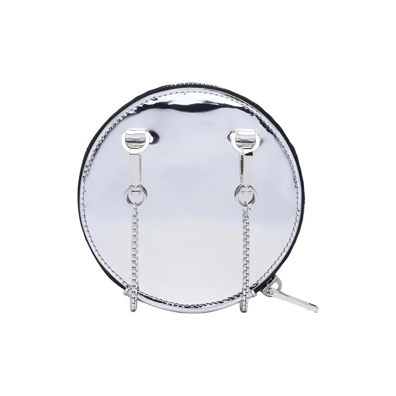 PRADA Leather Crossbody Clutch Mini Women's Silver-1