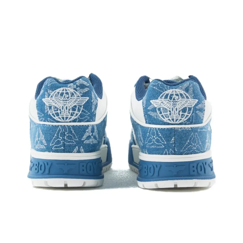 Boy London Abrasion Resistant Low Top Skateboard Shoes Unisex Navy Blue/Blue/White-3