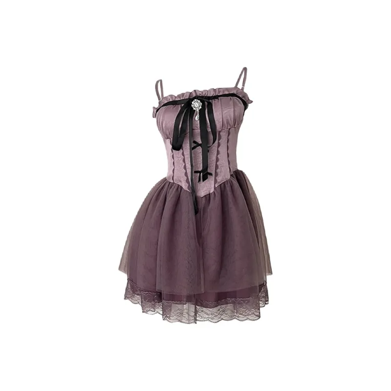 Mu Xiao Xin Slip Dresses Women's Purple-0