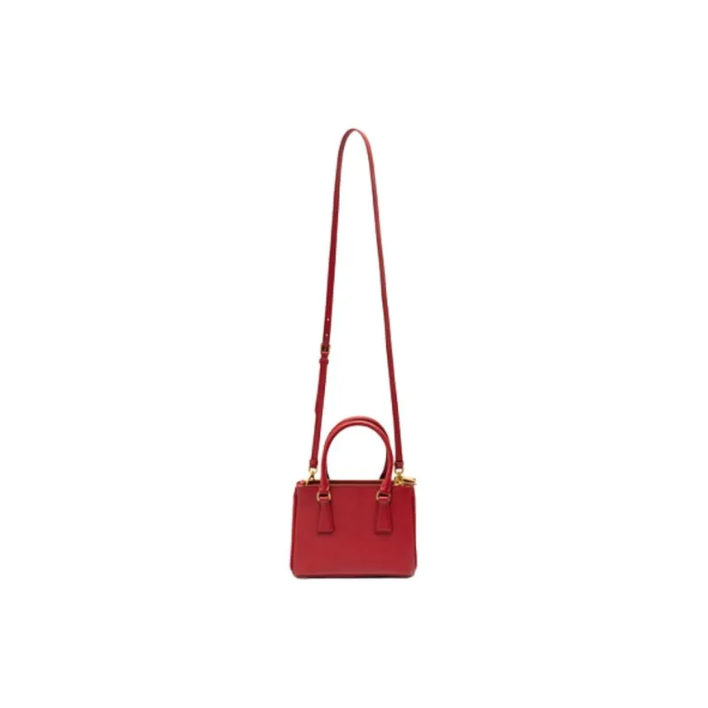 PRADA Cow Leather Handbag Regular Unisex Red-4