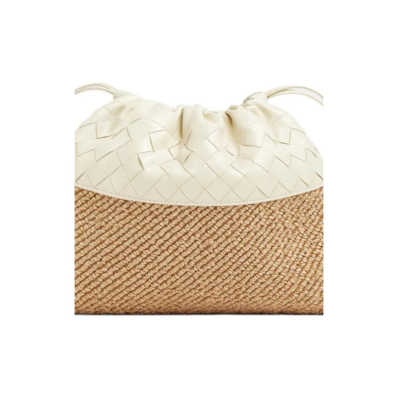 Bottega Veneta Intrecciato Raffia Shoulder Bag Women's Khaki-4