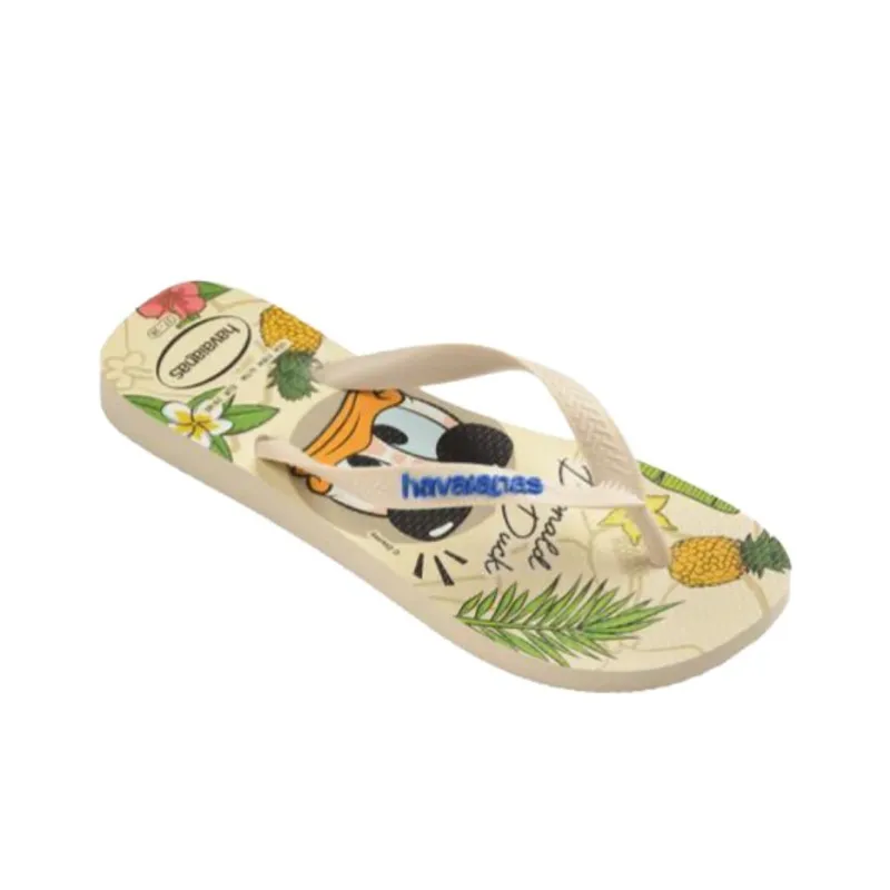 Disney x Havaianas Rubber Sole Abrasion Resistant Flip Flops Women's Beige Green-2