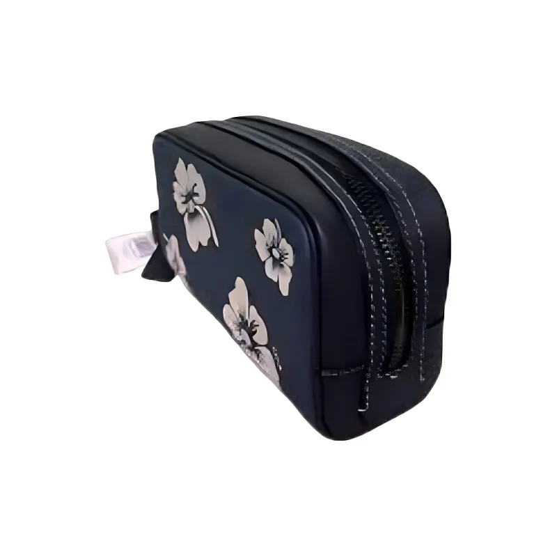 COACH Pebble Texture Cow Leather Travel Bag Clutch Small Size Unisex Denim Blue-2