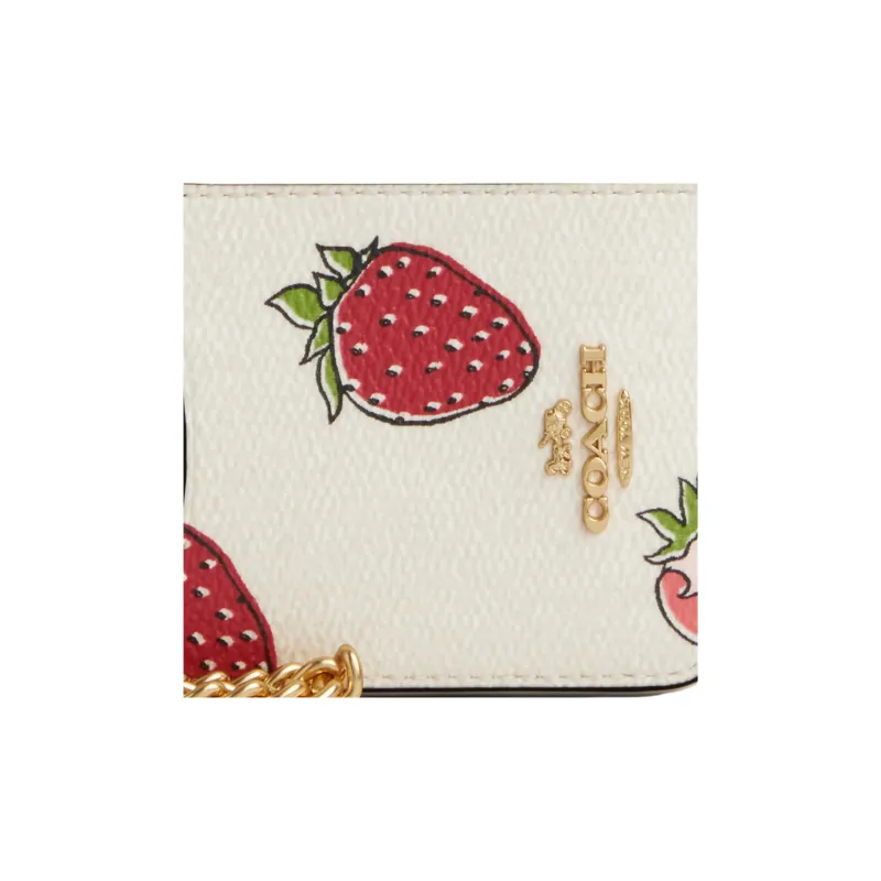 COACH Card Case Coated Canvas Card Holder Mini Women's Gold & Chalk Multicolor-2