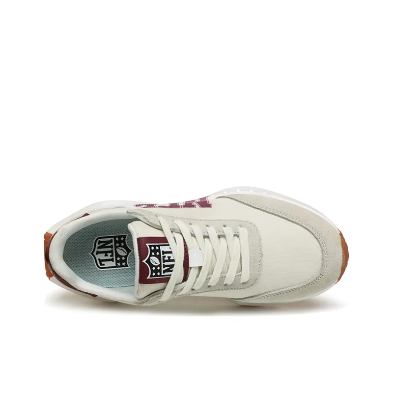 NFL Basic Logo Low Top Skateboard Shoes Unisex Beige Red-3