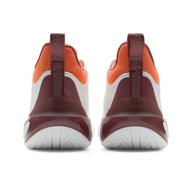 XTEP Abrasion Resistant Slip Resistant Low Top Basketball Shoes Men's White Orange-4