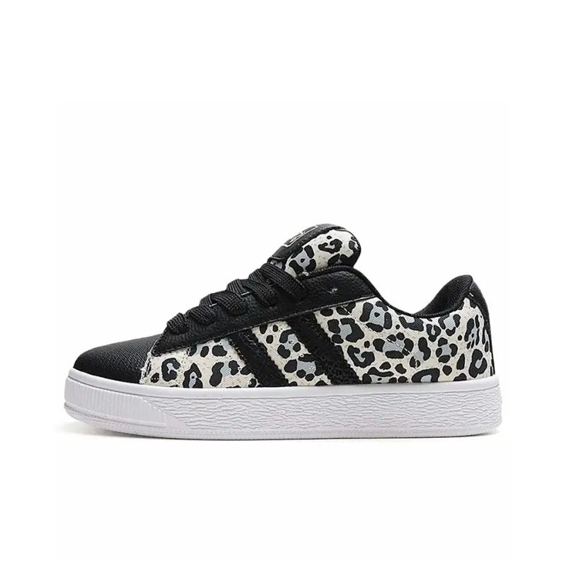 PIYOPIYO Low Top Skateboard Shoes Women's Leopard Gray-4