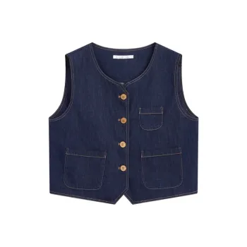 ZIHAN Vests Women's Denim Blue