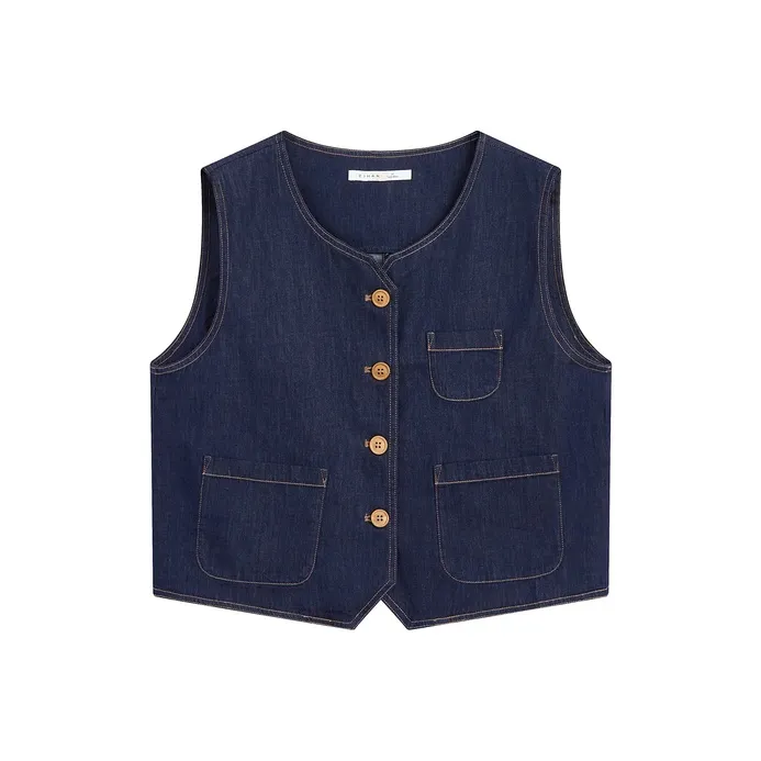 ZIHAN Vests Women's Denim Blue-0