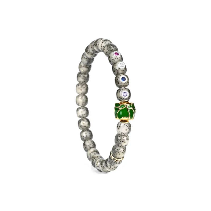 Yulan Wenwan Star Moon Bodhi Seeds 8*7 Small Rock Sugar Inlaid Buddhist Bead Collectible Beaded Bracelet Unisex-1