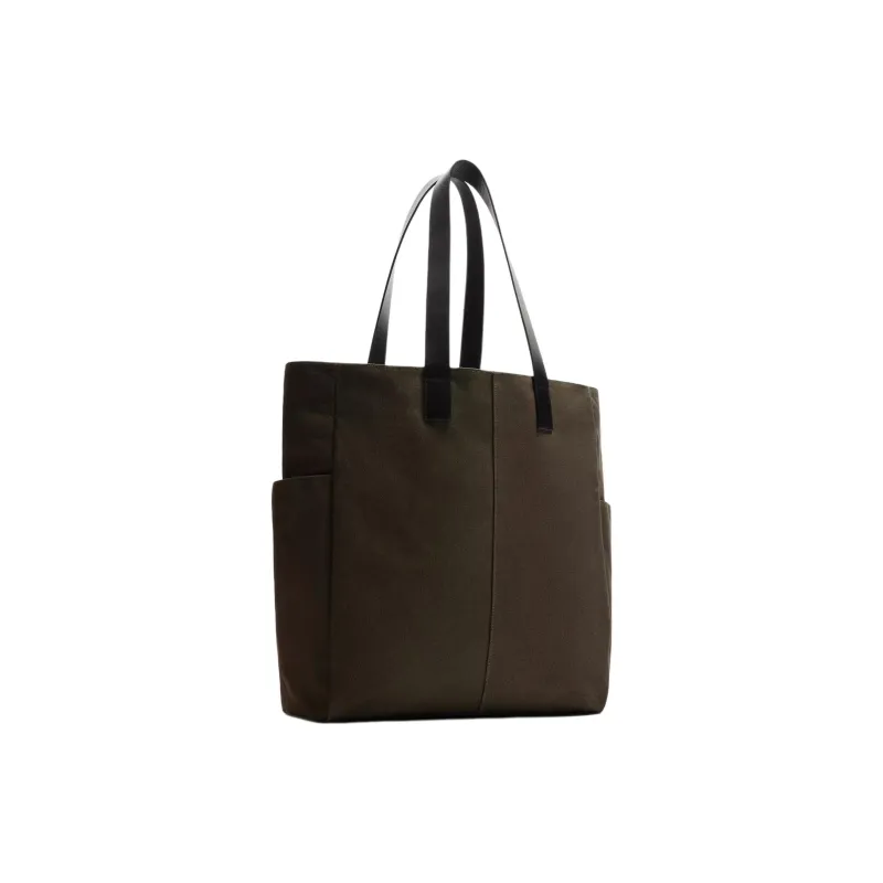ZARA Cotton Tote Bag, Shopping Bag, Handbag Men's Khaki Green-1