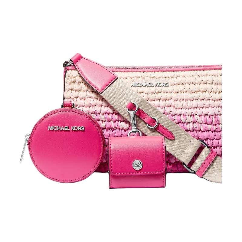 MICHAEL KORS Jet Set Straw Shoulder Bag, Crossbody Bag Trumpets Women's Dragon Fruit-2