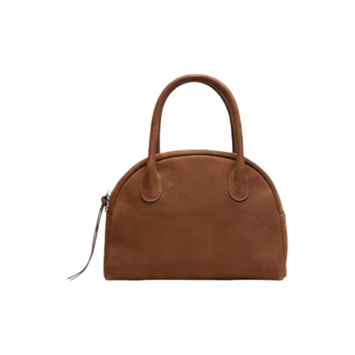 TENNCO Cow Leather Chinese Steamed Bun Bag, Shoulder Bag, Crossbody Bag, Handbag Trumpets Women's Brushed Brown