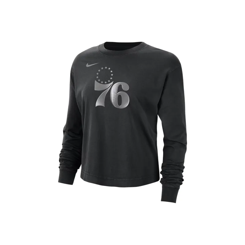 Nike Philadelphia 76ers Courtside Women's Nike Nba Shine Boxy Long Sleeve T Shirt-0