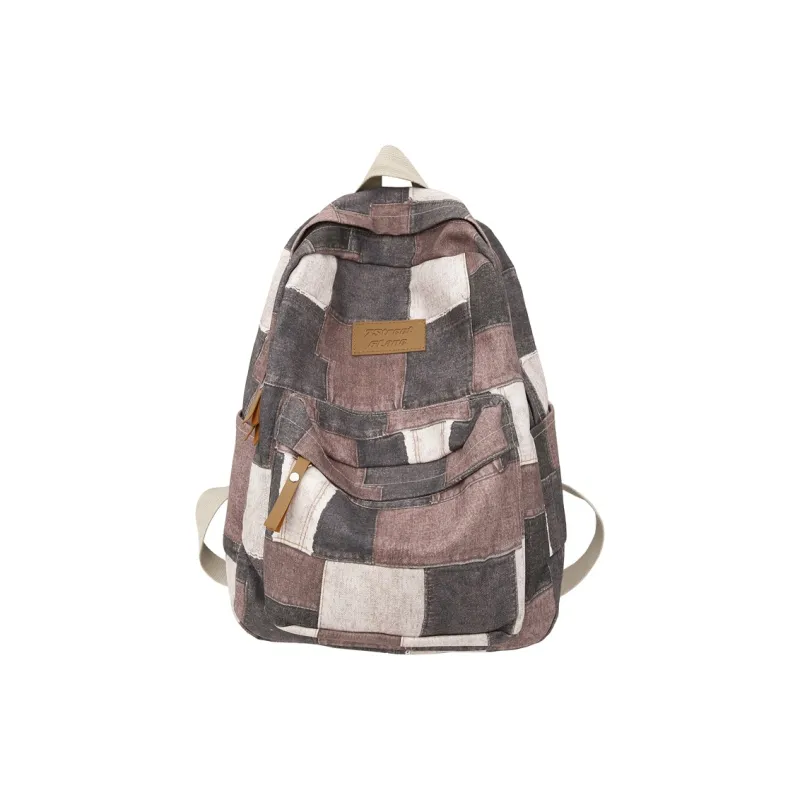 BUBM Denim Backpack Unisex Black/Blue/Brown-12