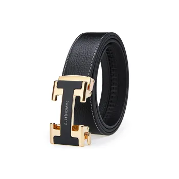 ELLE HOMME Top Grain Leather Belts Men's Width 3.5CM