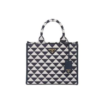 PRADA Symbole Leather Tote Bag, Shopping Bag, Shoulder Bag, Handbag Trumpets Women's Baltic Sea Blue
