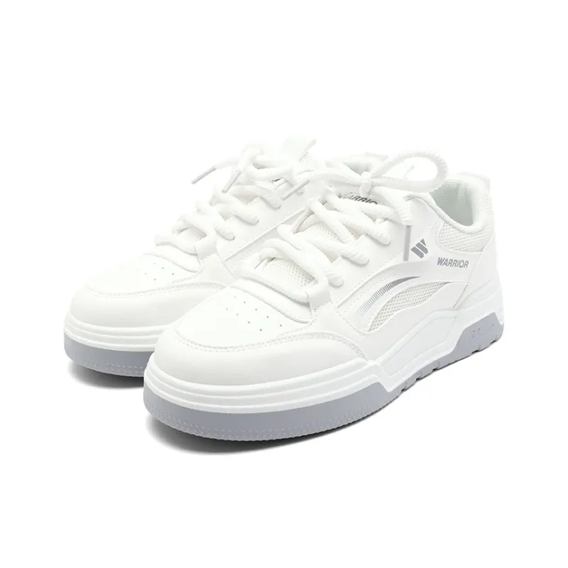 Warrior Anti Slip Wear Resistant Low Top Skateboard Shoes Women's White Gray-2