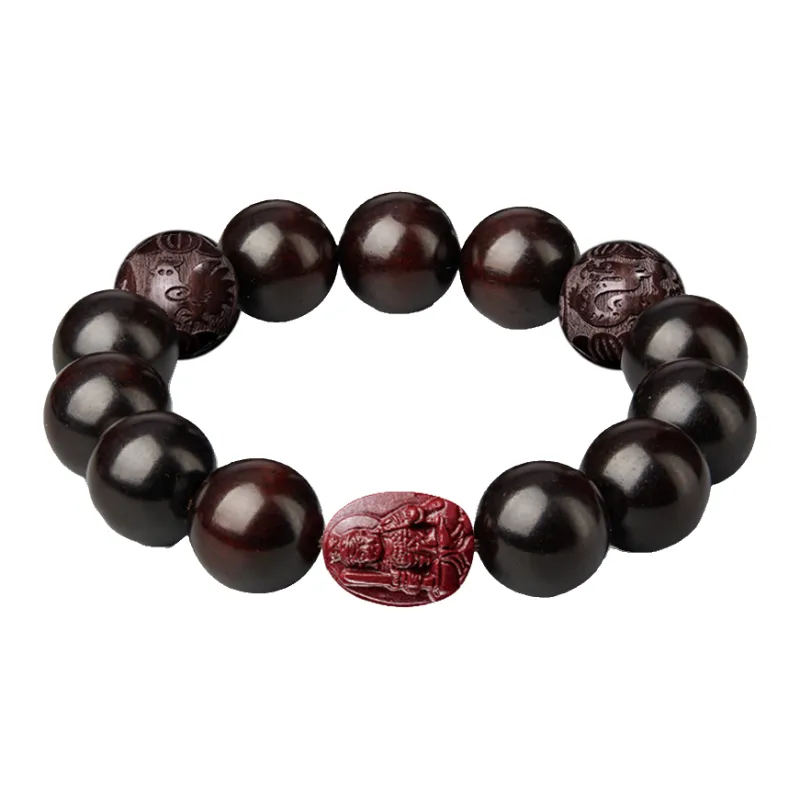 Moonstone Edge Small Leaf Red Sandalwood Bracelets Unisex-13