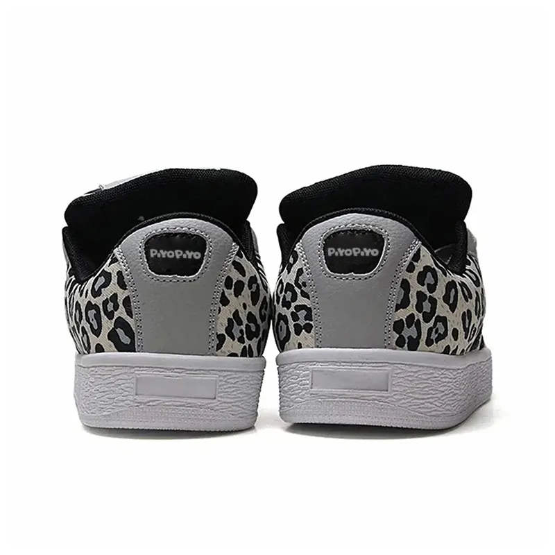 PIYOPIYO Low Top Skateboard Shoes Women's Leopard Gray-2