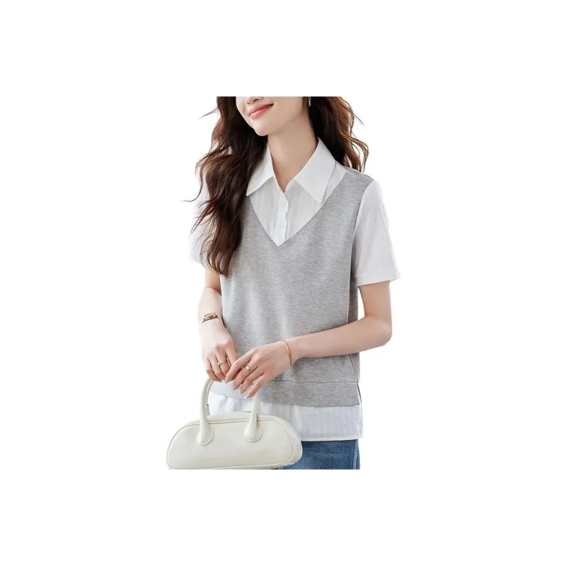 X MOOM Shirts Women's Gray & White-0